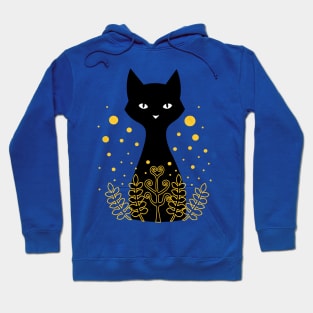 Black cat behind ferns Hoodie